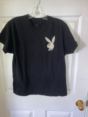 PLAYBOY Black Tee with Vertical Logo